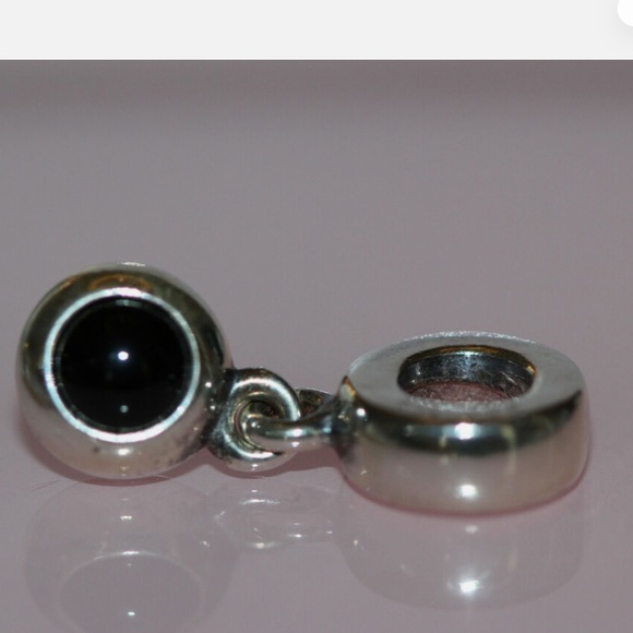 Pandora Silver and Black onyx hanging Charm - Picture 1 of 3